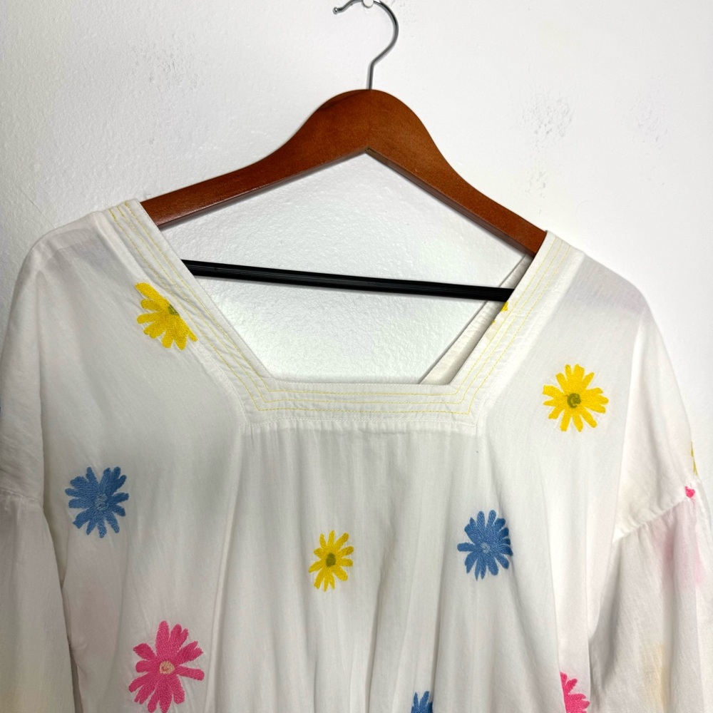 Something‎ Navy Rainbow Multi Flower Embroidered Tiered Long Sleeve Maxi Dres - Picture 5 of 9